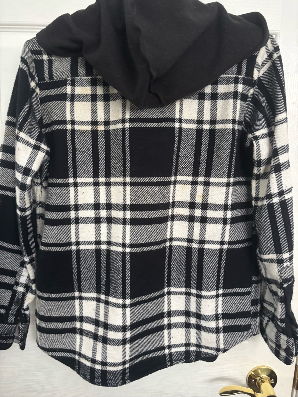 Volcom Black and White Plaid Hoodie Shirt Jacket
